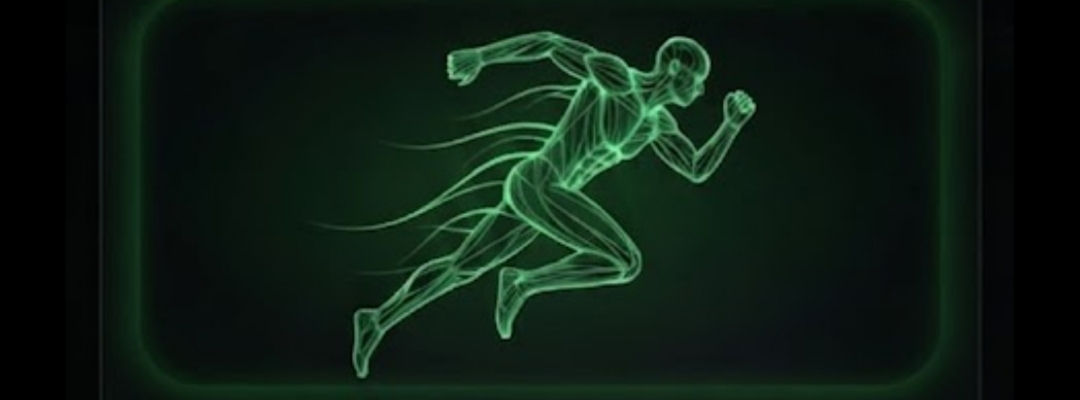 Neon anatomical athlete sprinting